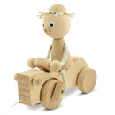 wooden pull along boy with tractor toy
