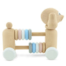 wooden dog with counting beads