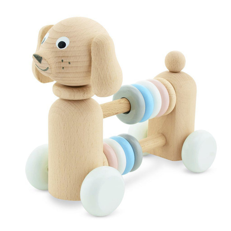 wooden dog with counting beads