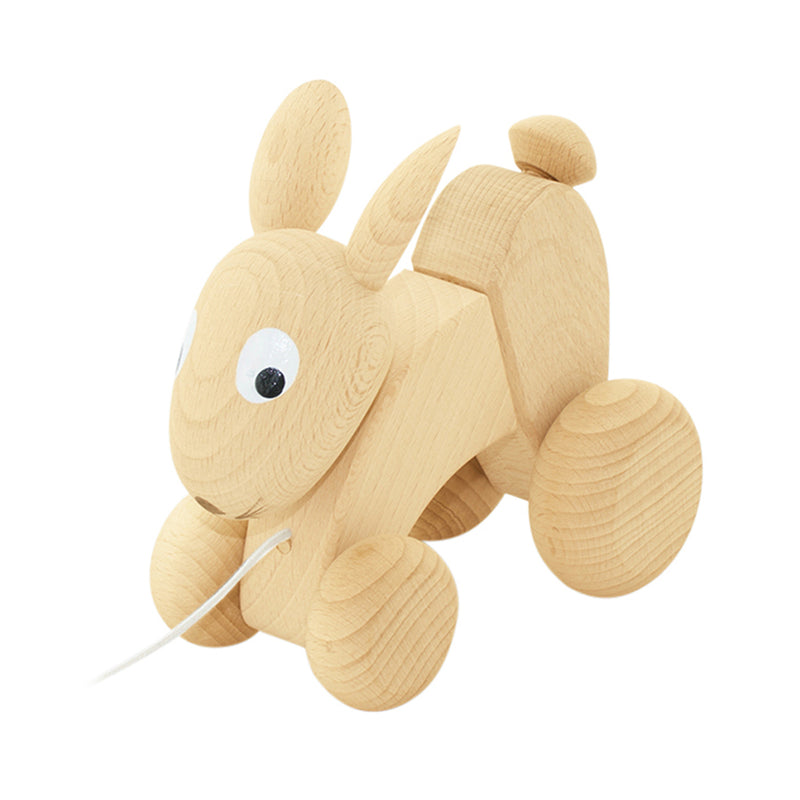 wooden pull along toy bunny rabbit