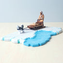 Wooden Eskimo With Sleigh and Dog Set