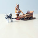 Wooden Eskimo With Sleigh and Dog Set