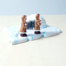 Wooden Eskimo Girls With Fish Set