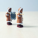 Wooden Eskimo Girls With Fish Set
