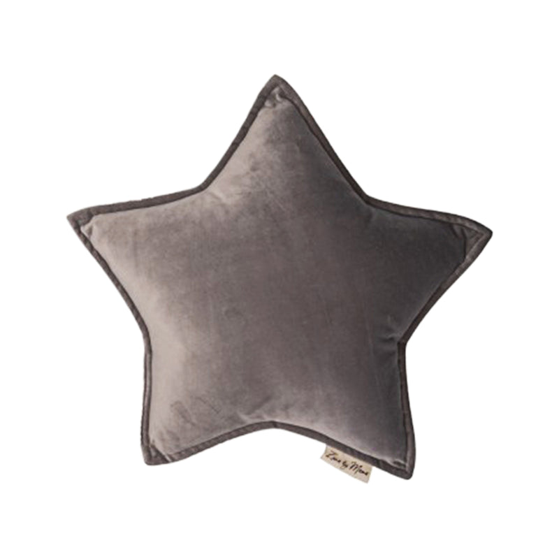 Large Velvet Star Pillow - Soft Grey