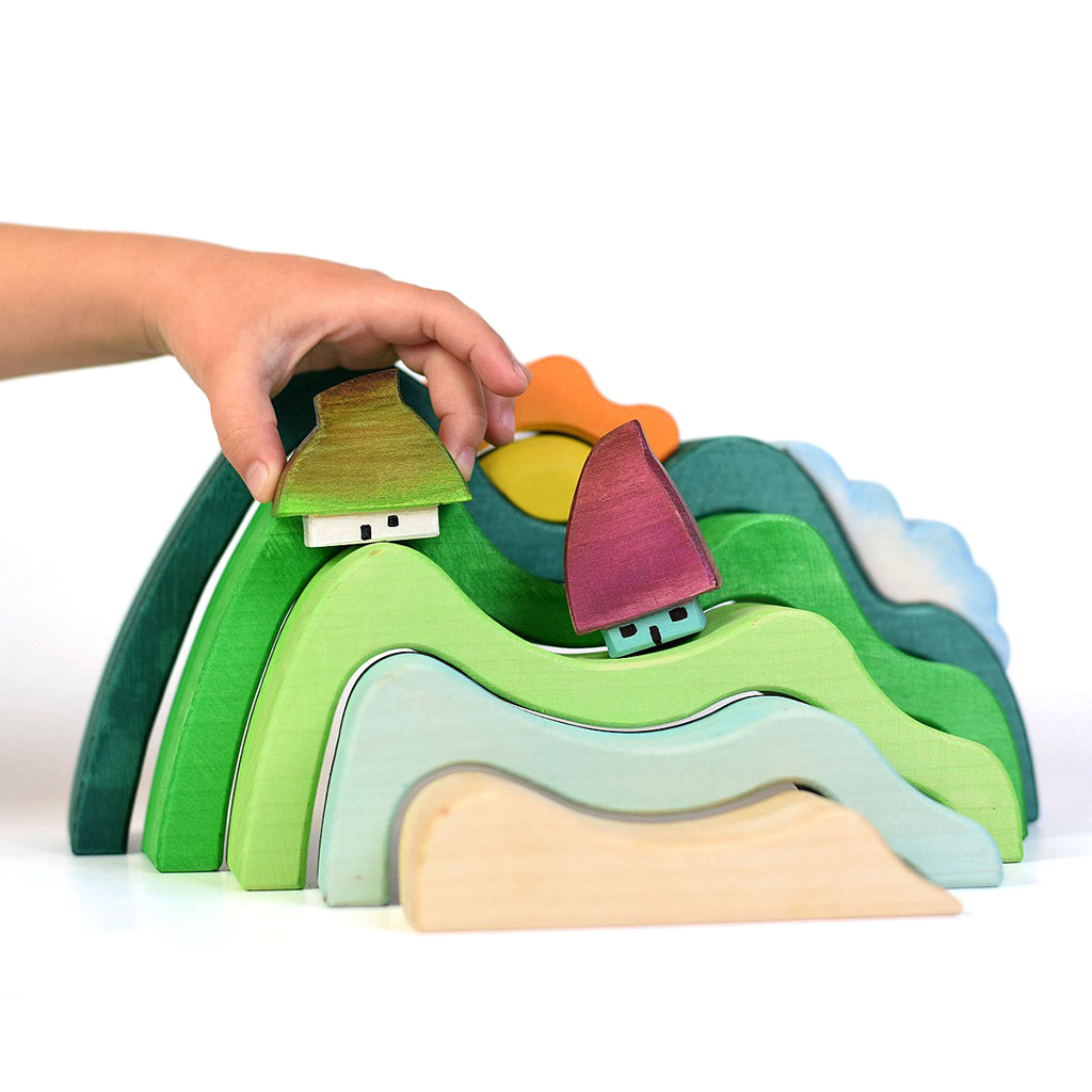 Mountains, Cloud & Sun Stacker | Wooden Toys | Bumbu Toys Australia