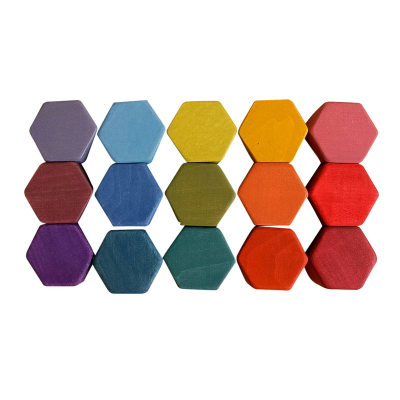 Wooden Honeycomb Blocks - Coloured