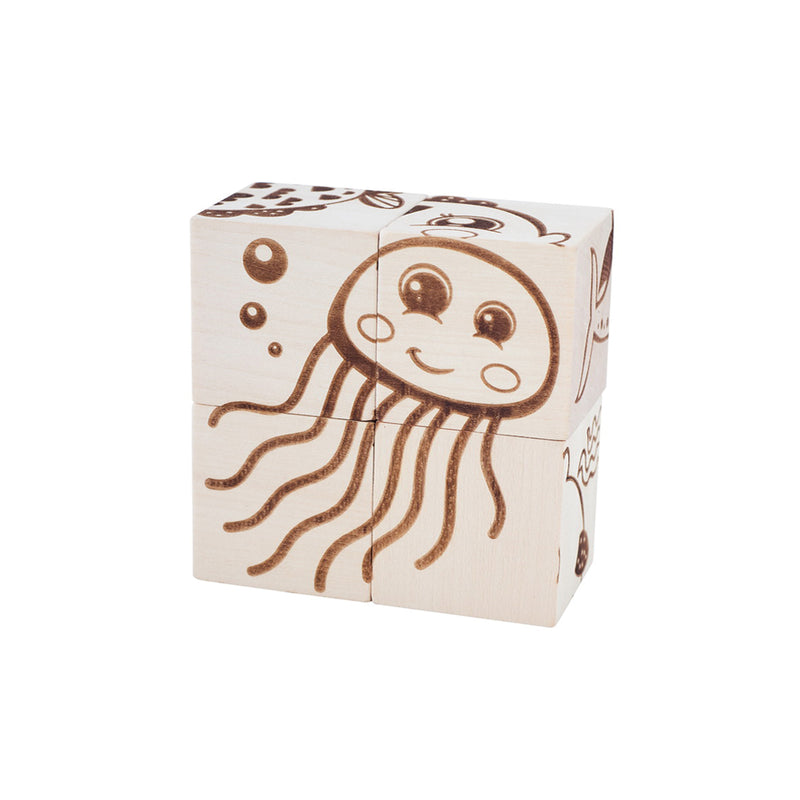 Wooden Cube Puzzle - Sea Creatures