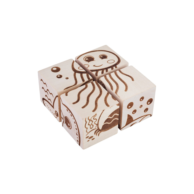 Wooden Cube Puzzle - Sea Creatures