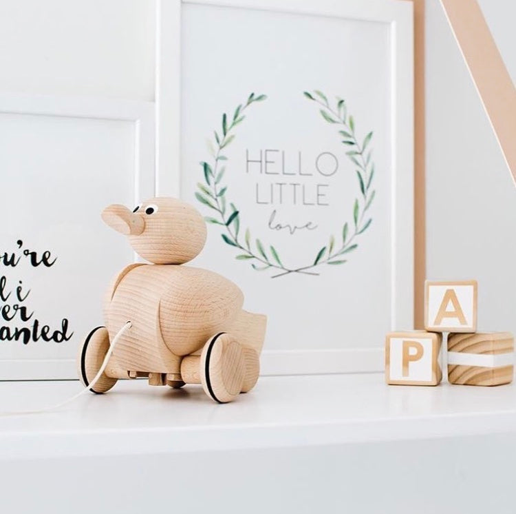 Gigi wooden pull-along duck by Miva Vacov