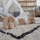 wooden pull along toy elephant family