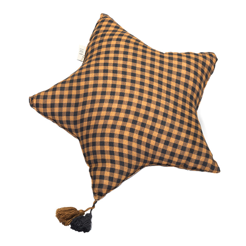 decorative muslin honey checker star pillow