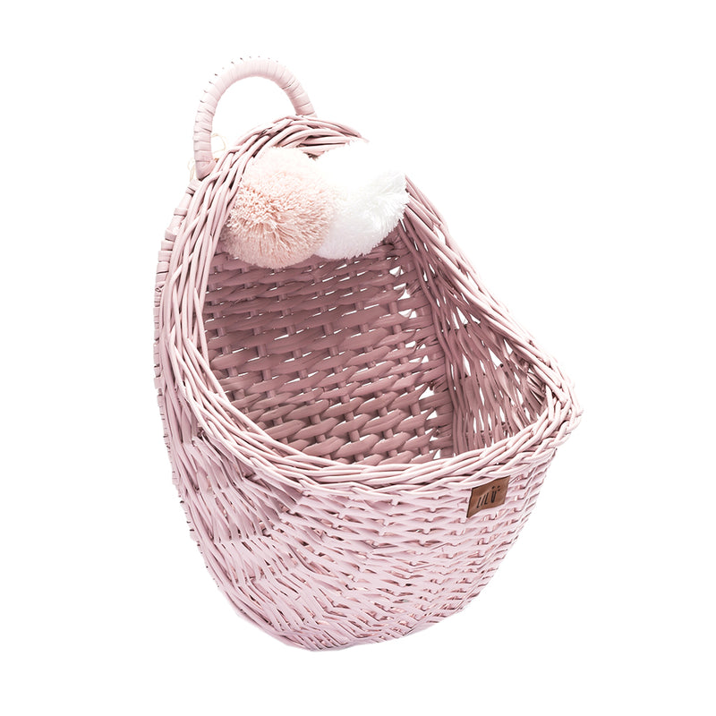 Dusty Pink Wicker Wall Basket