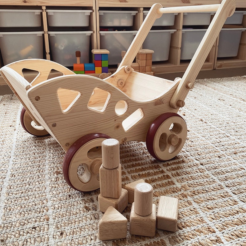 Extra Large Wooden Push Cart With Blocks