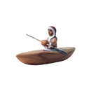 Wooden Eskimo With Canoe