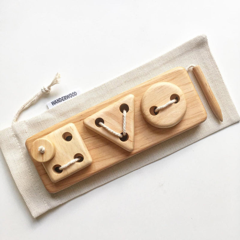 Wooden Lacing Toy With Shapes