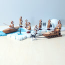 Wooden Eskimo With Sleigh and Dog Set