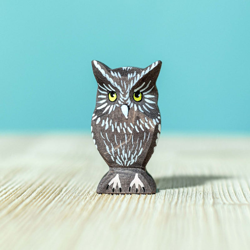 Wooden Owl Figure - Grey