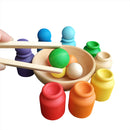 Wooden Sorting Cups & Balls - Rainbow