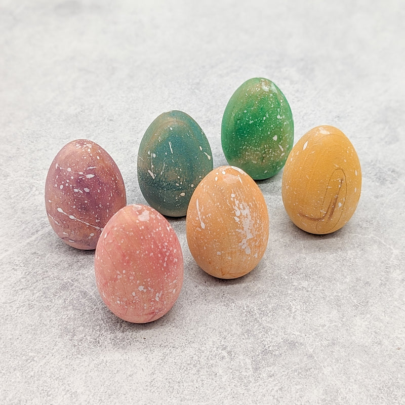 Wooden Speckled Eggs - Set Of 6