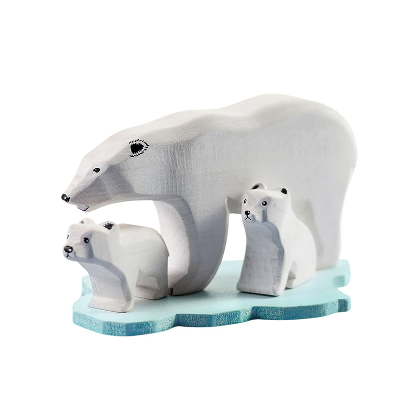 Wooden Polar Bear Set - Mum & Two Cubs