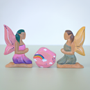 Wooden Fairy Kneeling - Yellow