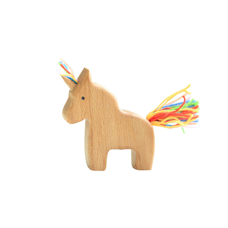 Wooden Baby Unicorn - Rainbow