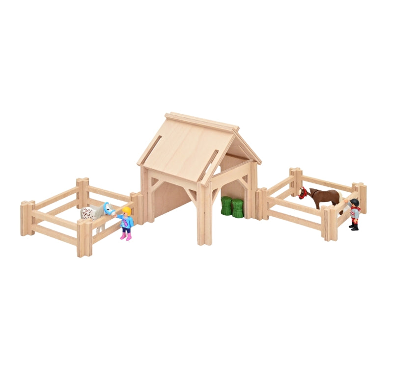 Wooden Farm Shelter with Fencing - Medium Set