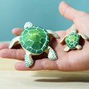 Wooden Turtle Mum & Hatchling - Green
