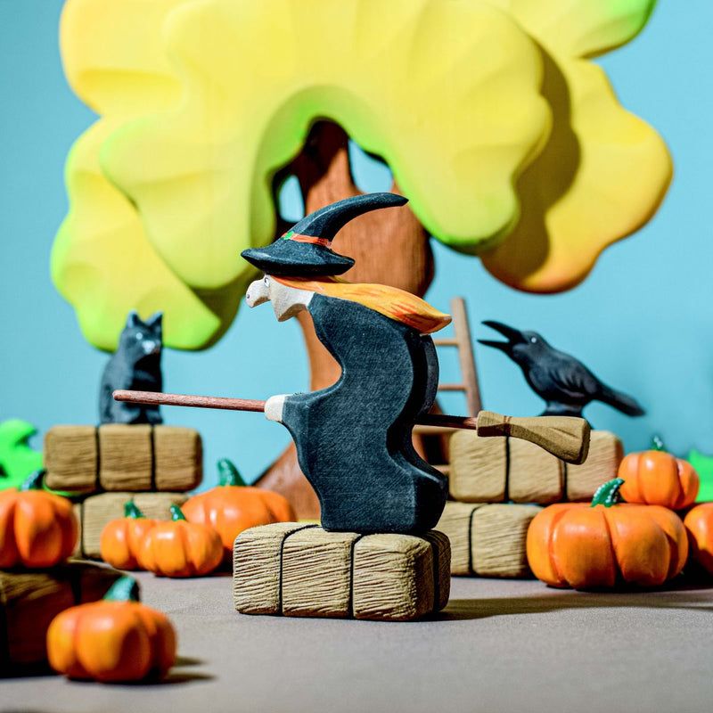 Wooden Witch With Broom