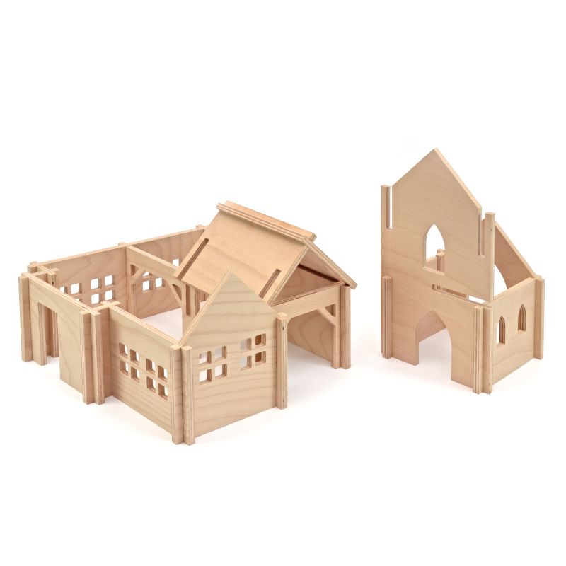 Wooden Village with Church - Large Set