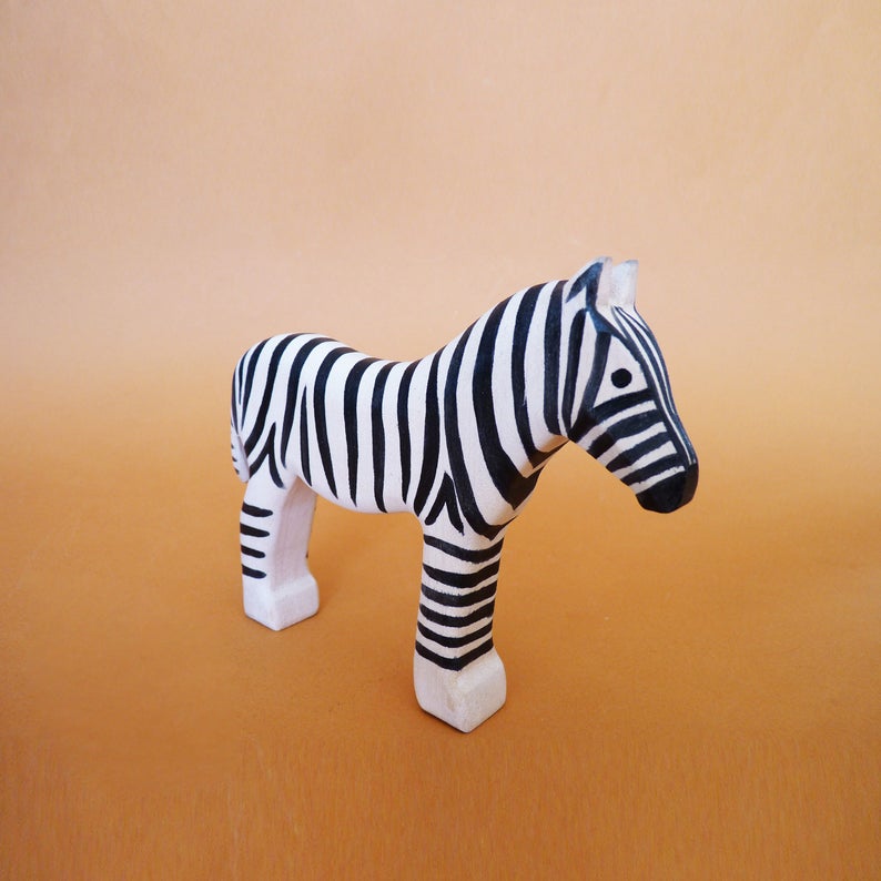 Wooden Toy Zebra Figure