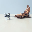 Wooden Eskimo With Sleigh and Dog Set