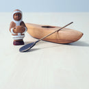 Wooden Eskimo With Canoe