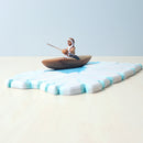 Wooden Eskimo With Canoe