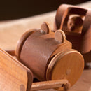 wooden toy bulldozer with driver