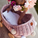 Wicker Dolls Pram - Dusty Pink