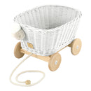 Wicker Pull Cart - White