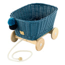 Wicker Pull Cart - Blue