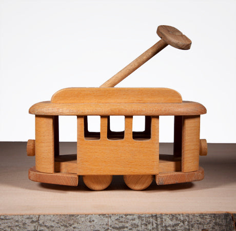 classic toy wooden passenger tram